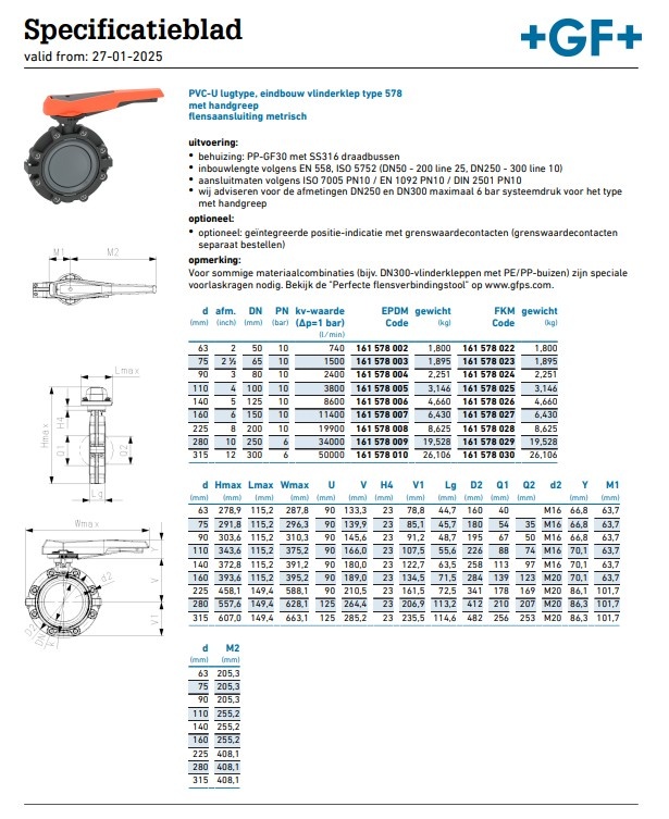 Georg Fischer Butterfly Valve Lug Type 578 EPDM