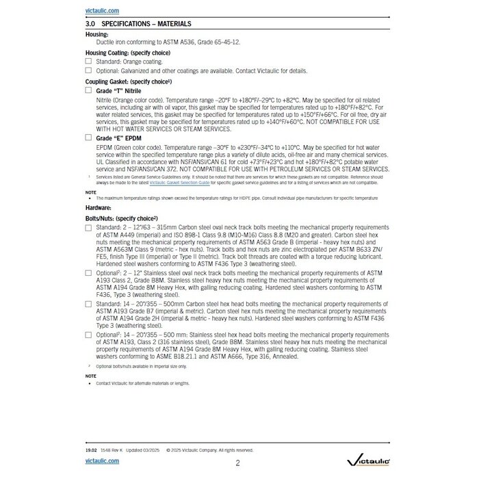 A2 Victaulic Victaulic Style 995N for HDPE Pipe Style 995N