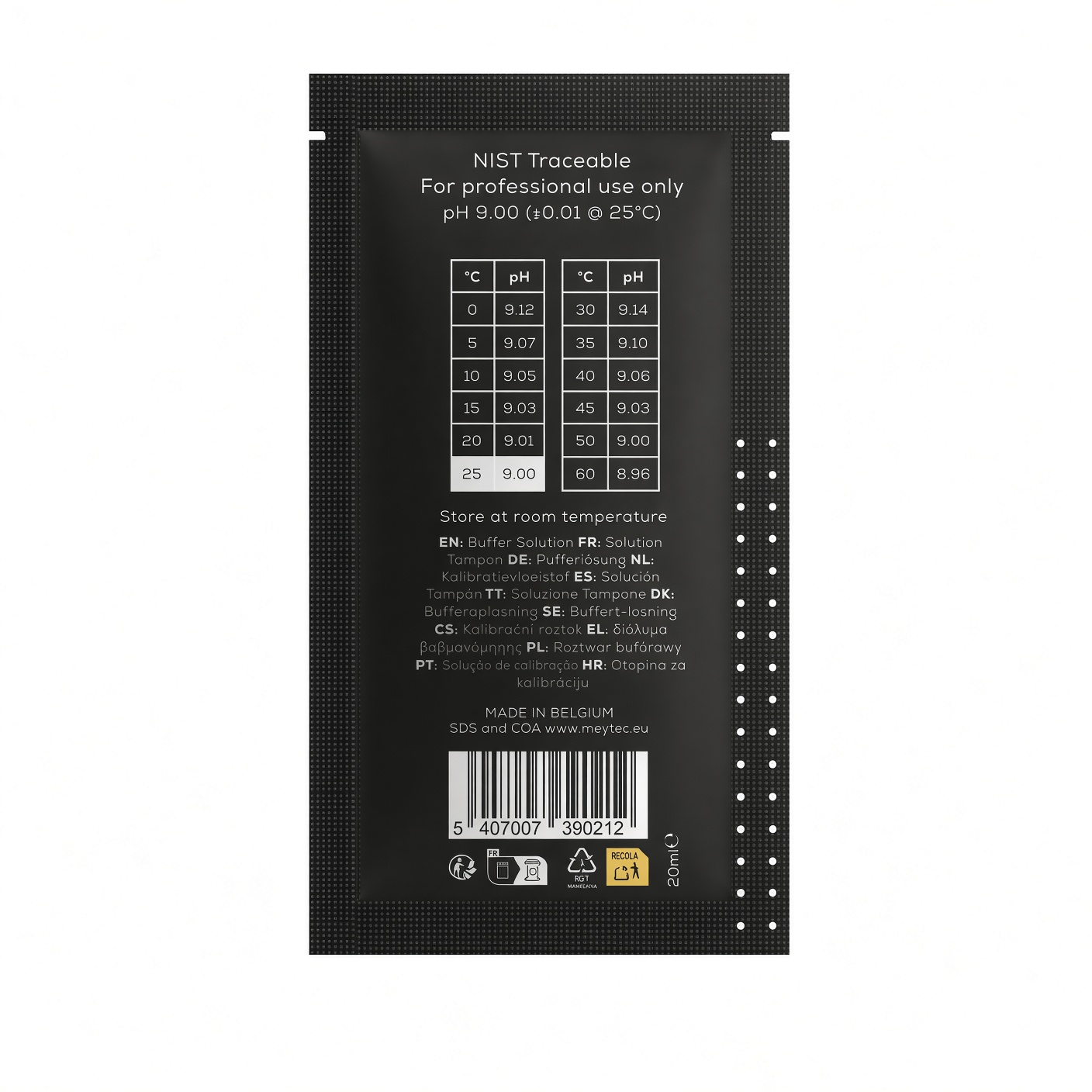 pH 9 kalibreringsvätska – påse 20 ml-2