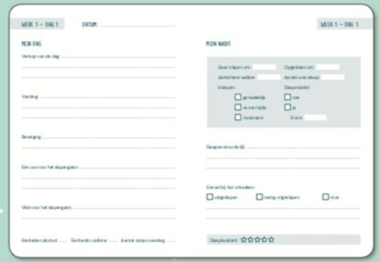 Slaapcoach Slaapdagboek Slaapcoach Slaapdagboek