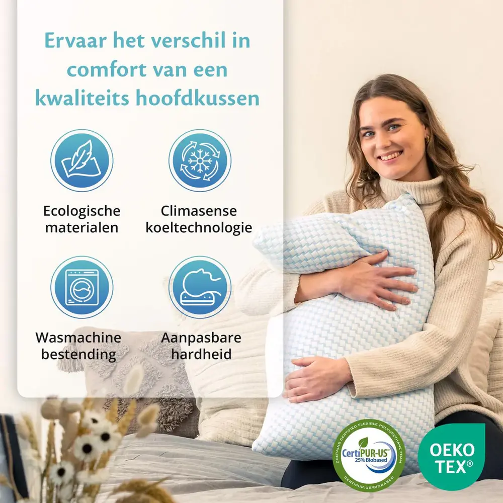 Ella Health Instelbaar Memory Foam Hoofdkussen Ella Health Instelbaar Memory Foam Hoofdkussen