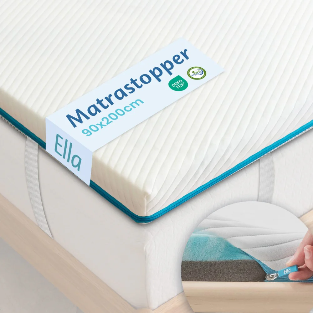SLIPIO Matrastopper 90x190 cm | 5 cm | Ergo Orthopedisch Drukverlagend Schuim | Mattress Topper met Afneembare Wasbare Hoes | Anti-Allergisch
