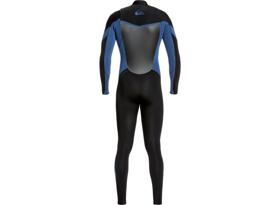 Quiksilver Syncro Wetsuit 3-2  Chest Zip Black Iodine Blue