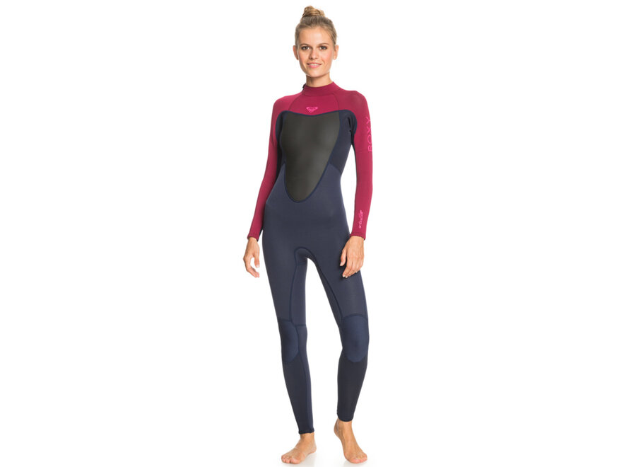 Roxy Prologue Wetsuit 4-3 Back Zip Blue Red 10