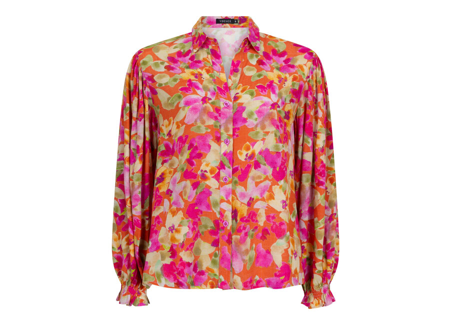 Blouse Alyssa Fuchsia/Green Flower