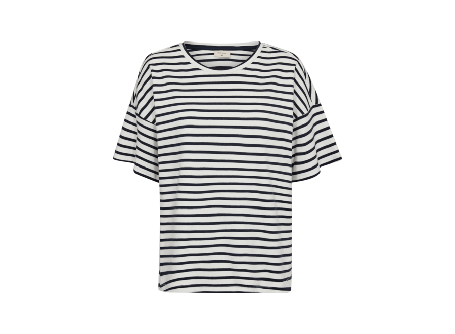 Freequent Petri T-shirt Off-White W. Navy Blazer