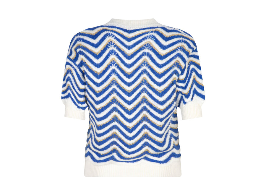 Ydence Knitted Top Josie Cobalt/Off-White