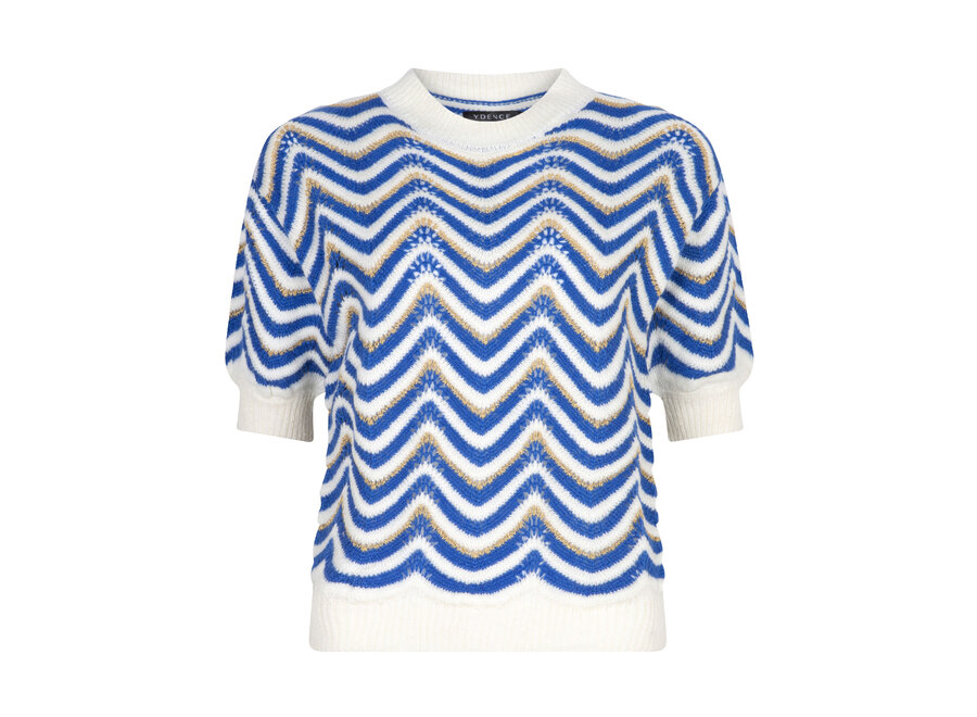 Ydence Knitted Top Josie Cobalt/Off-White