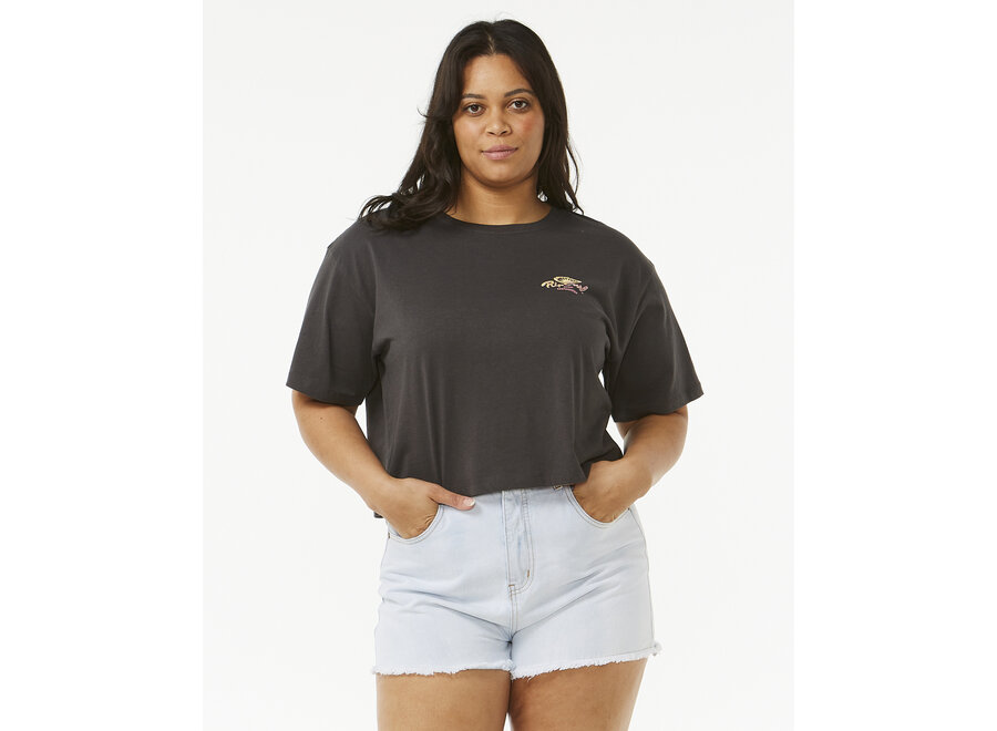 Rip Curl Rolling Curl Crop T-shirt Washed Black