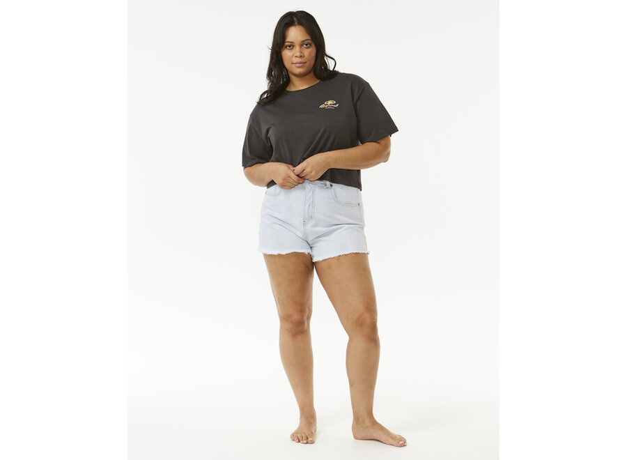 Rip Curl Rolling Curl Crop T-shirt Washed Black