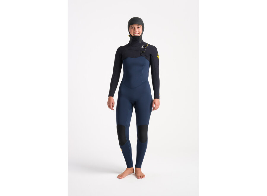 C-Skins Solace Chest Zip Hooded Wetsuit  5/4/3 Bluestone/Black X/Saffron