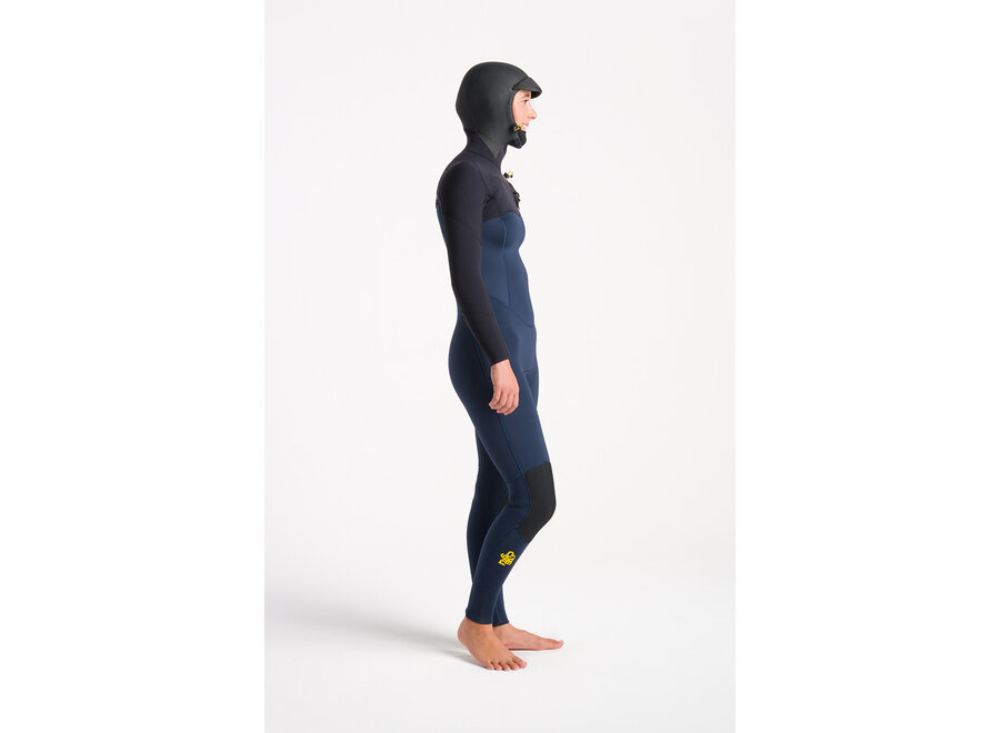 C-Skins Solace Chest Zip Hooded Wetsuit  5/4/3 Bluestone/Black X/Saffron