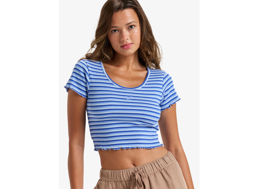 Roxy Mini Stripe Sft Knit Top Dazzling Blue Party
