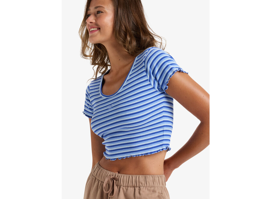 Roxy Mini Stripe Sft Knit Top Dazzling Blue Party