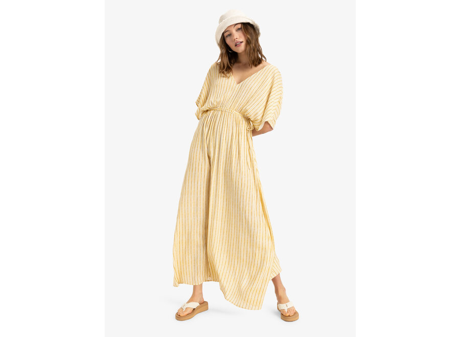 Roxy Sunburst Maxi Woven Dress Egret Surf Trip Stri