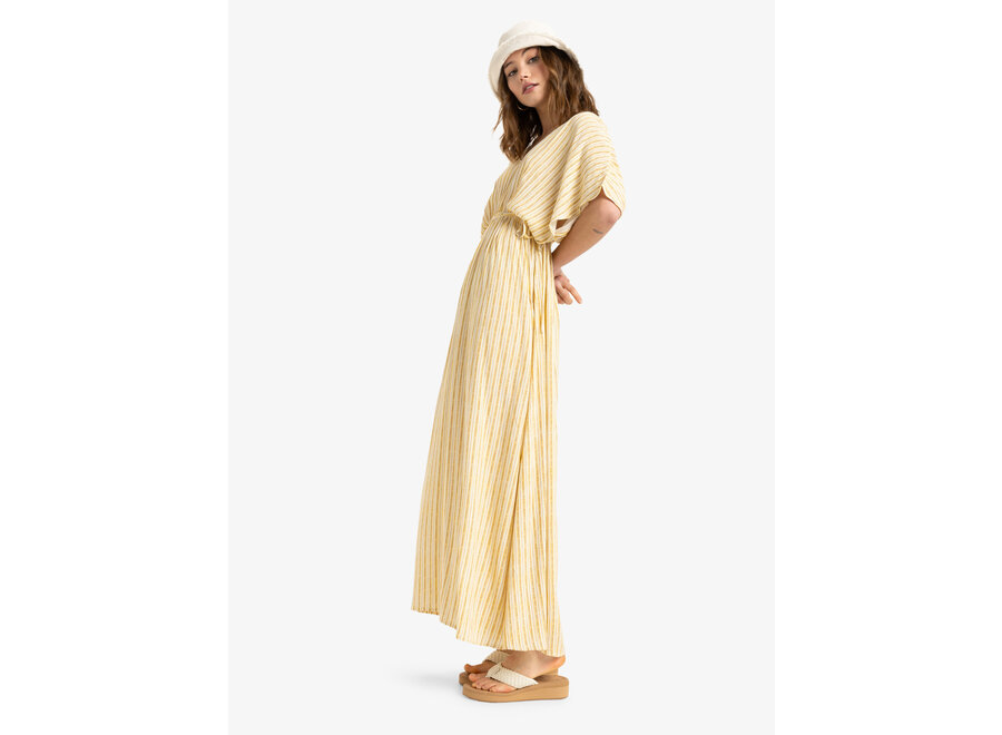 Roxy Sunburst Maxi Woven Dress Egret Surf Trip Stri
