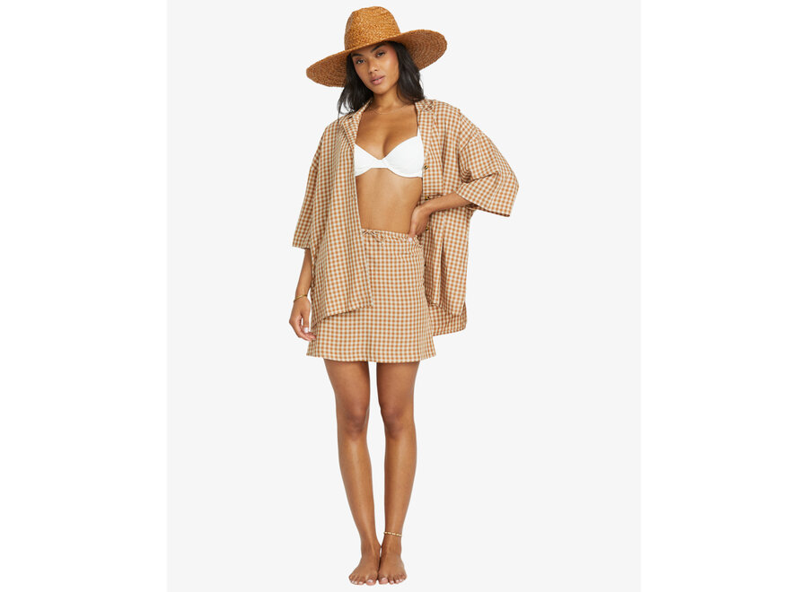 Billabong Beach Side S/S W Woven Top Pistachio