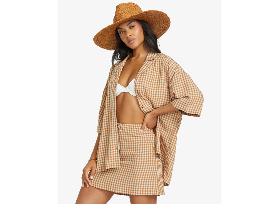 Billabong Beach Side S/S W Woven Top Pistachio