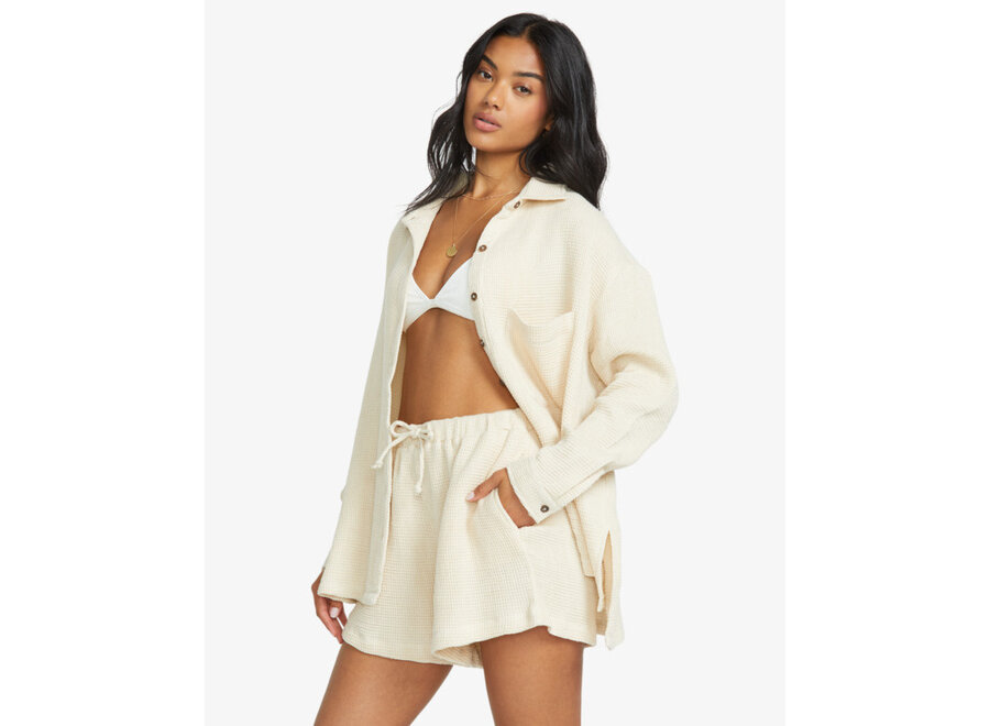 Billabong So Cozy Shacket Woven Top Dove