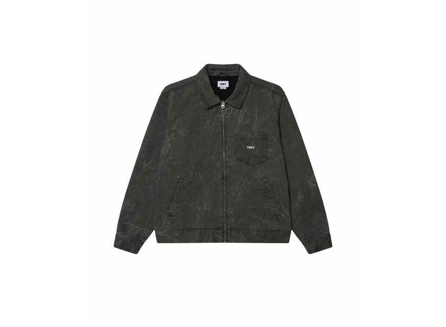 Obey Workman Zip Jacket Black Wrinkle Wash