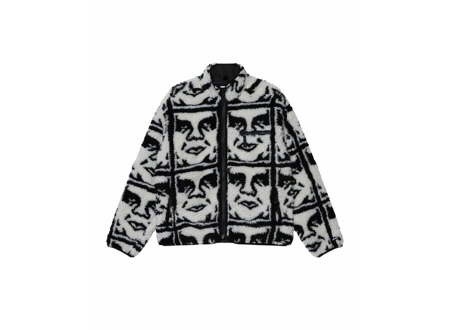 Obey Repeated Icon Sherpa Jacket Black Multi