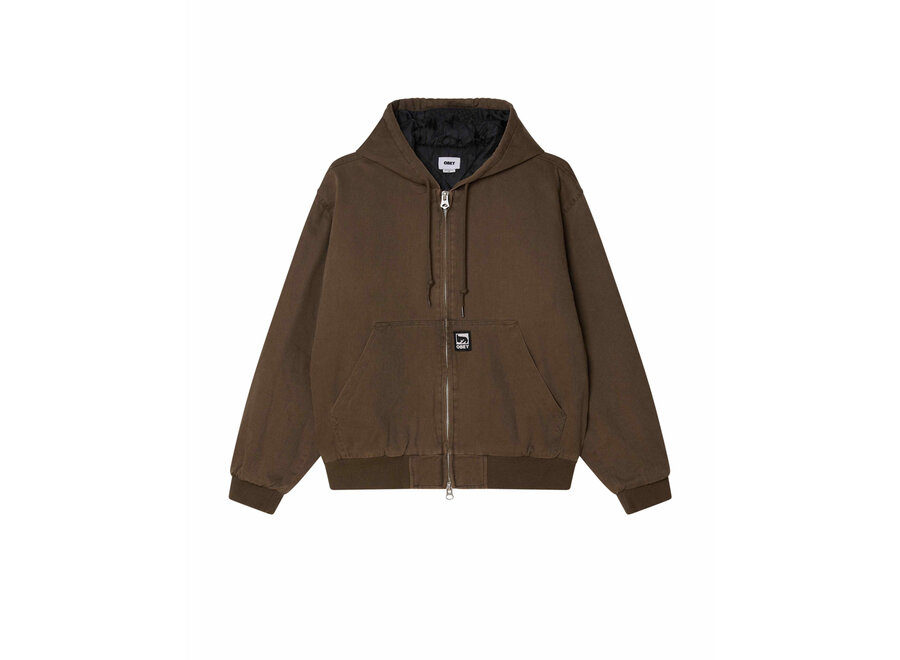 Obey Randy Zip Up Hood Wren Faded Wash