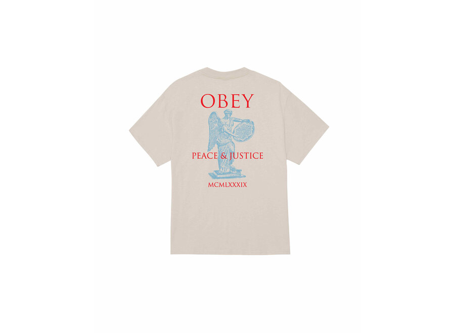 Obey Peace & Justice Statue T-shirt Silver Grey