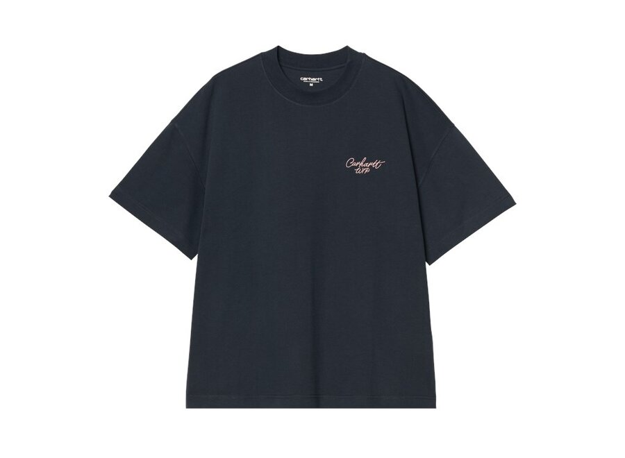 Carhartt WIP S/S Signature Script T-Shirt Deep Night / Glassy Pink