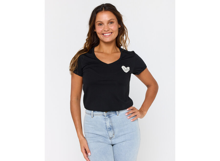 Rip Curl Heart V Neck T-shirt Black