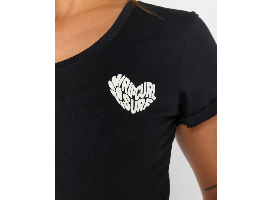 Rip Curl Heart V Neck T-shirt Black