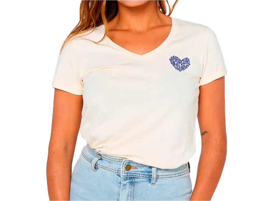 Rip Curl Heart V Neck T-shirt Bone