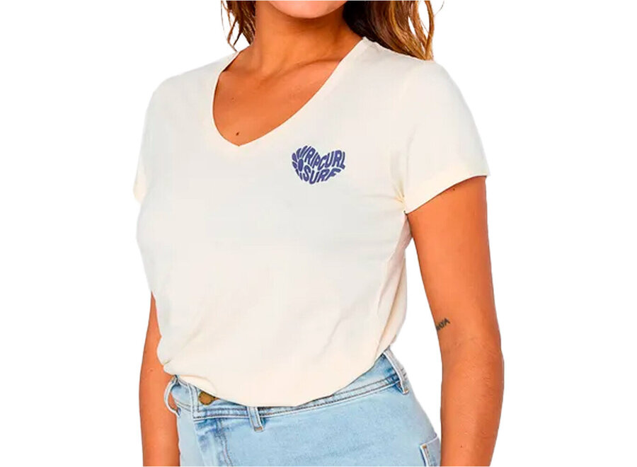 Rip Curl Heart V Neck T-shirt Bone