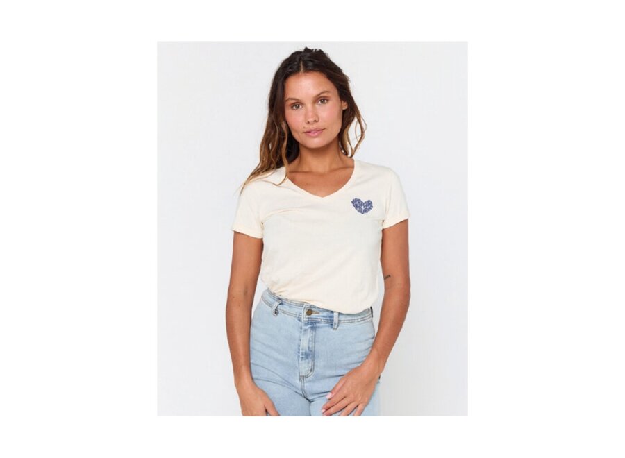 Rip Curl Heart V Neck T-shirt Bone