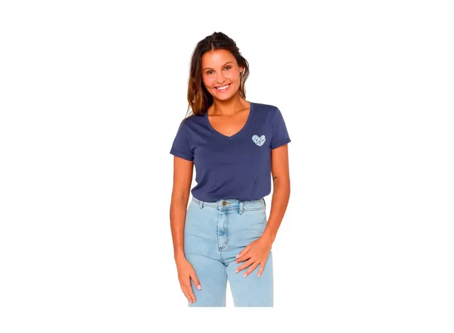 Rip Curl Heart V Neck T-shirt Navy