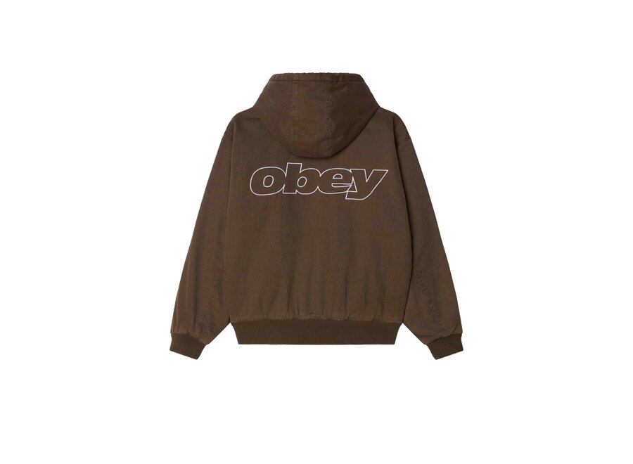 Obey Randy Zip Up Hood Wren Faded Wash
