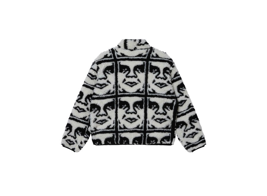 Obey Repeated Icon Sherpa Jacket Black Multi