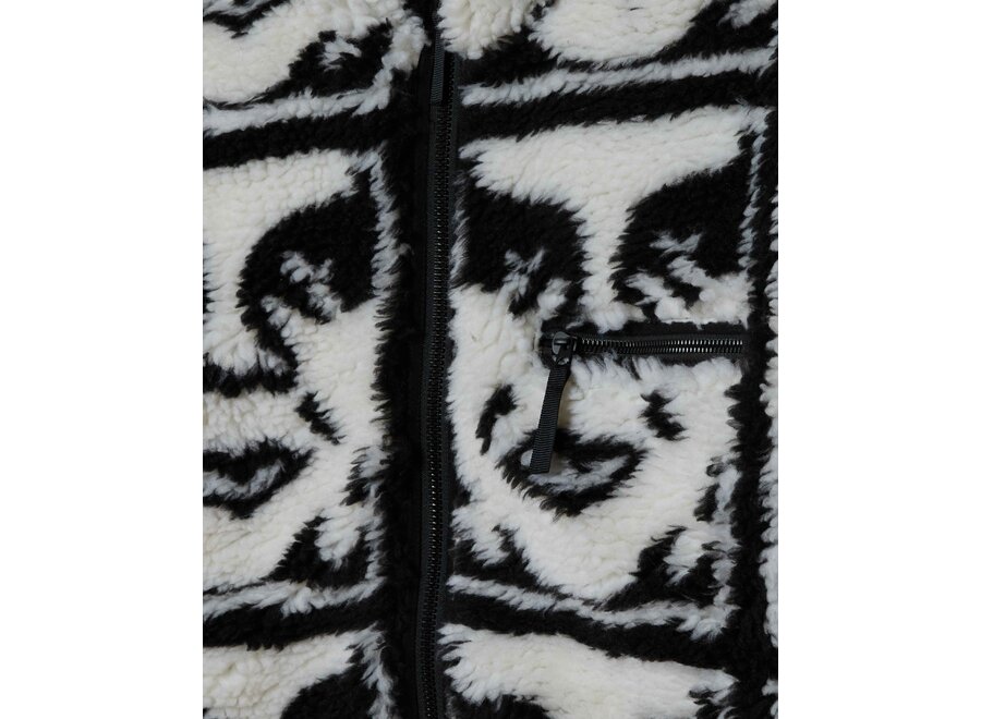 Obey Repeated Icon Sherpa Jacket Black Multi