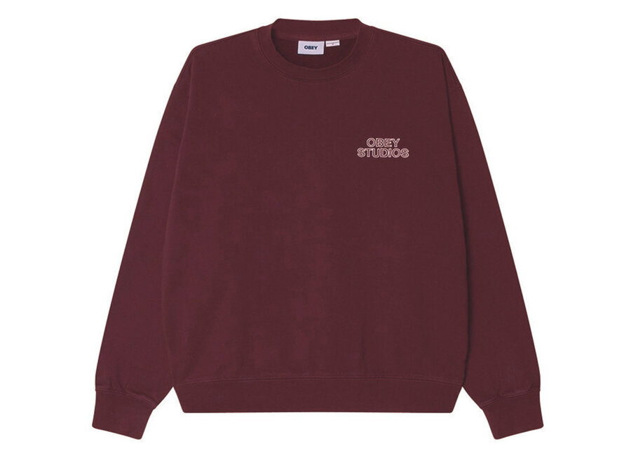 Obey Studios Faded Crew Winetasting Faded Wash