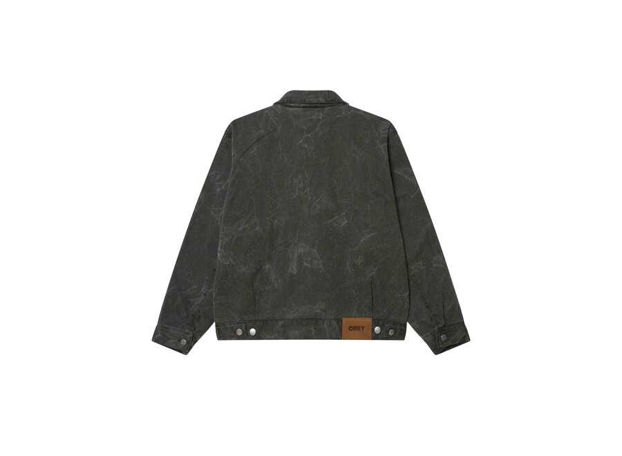Obey Workman Zip Jacket Black Wrinkle Wash