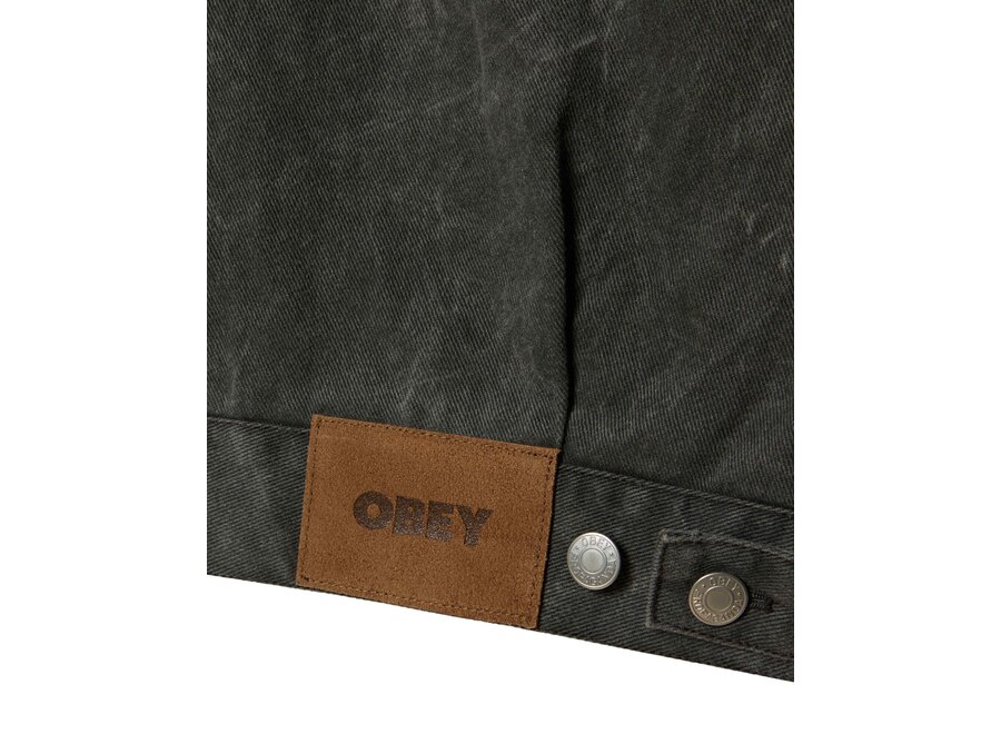 Obey Workman Zip Jacket Black Wrinkle Wash
