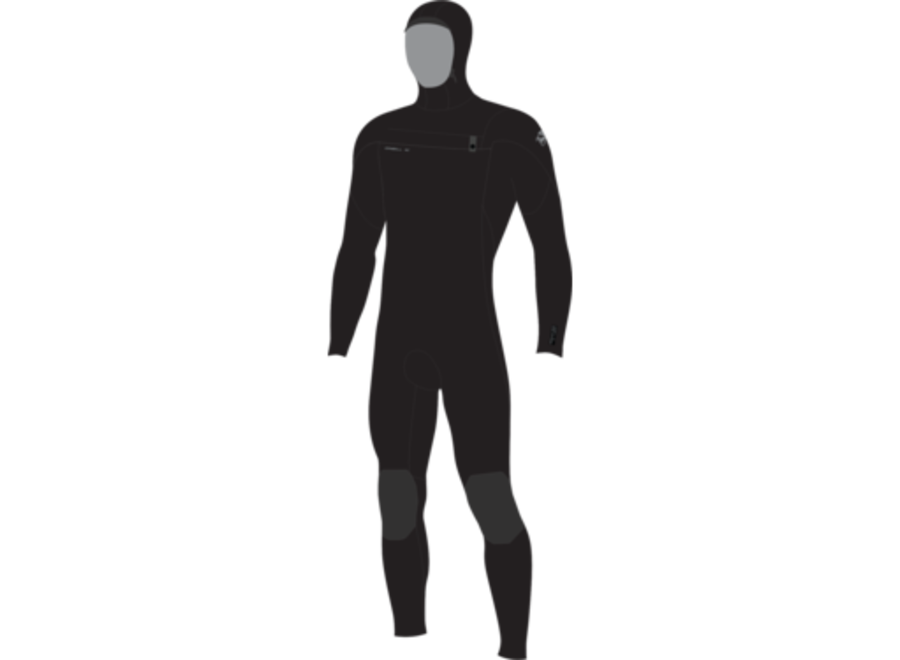 Epic 6/4 Wetsuit Chest Zip Hooded Black/Black/Black