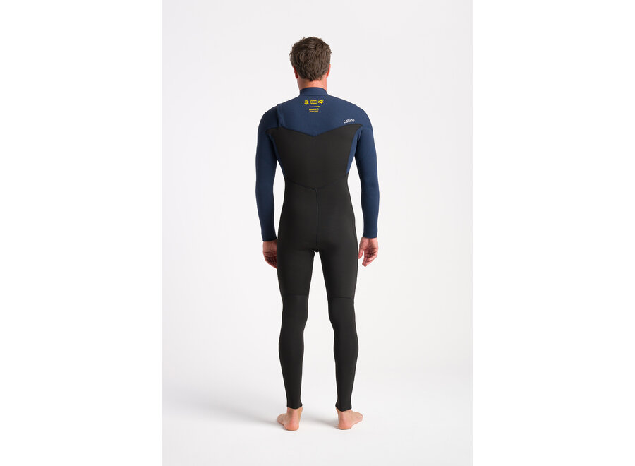 C-skins NuWave Session Wetsuit 4/3 mm Chest Zip Black/Bluestone X/Saffron