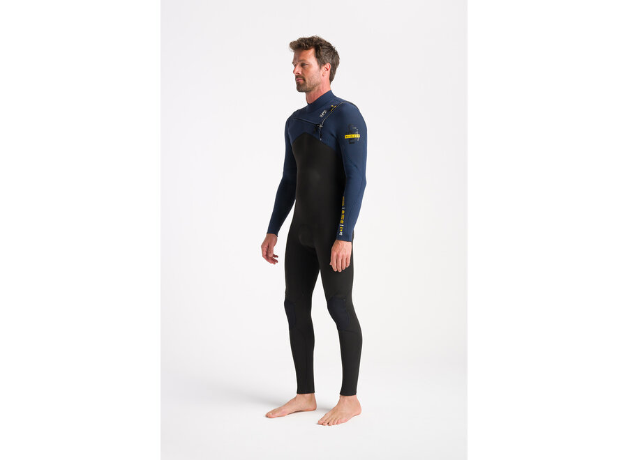 C-skins NuWave Session Wetsuit 4/3 mm Chest Zip Black/Bluestone X/Saffron