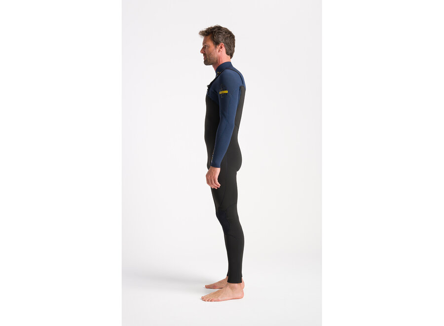 C-skins NuWave Session Wetsuit 4/3 mm Chest Zip Black/Bluestone X/Saffron