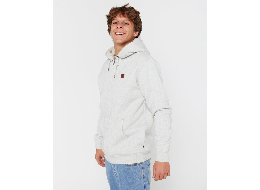Rip Curl Icons Lined Zip Thru Hood Light Grey Marl
