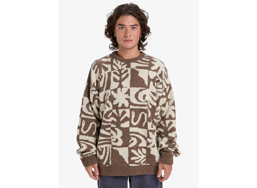 Hall City Jacquard Sweater Chocolate Brown Terracotta