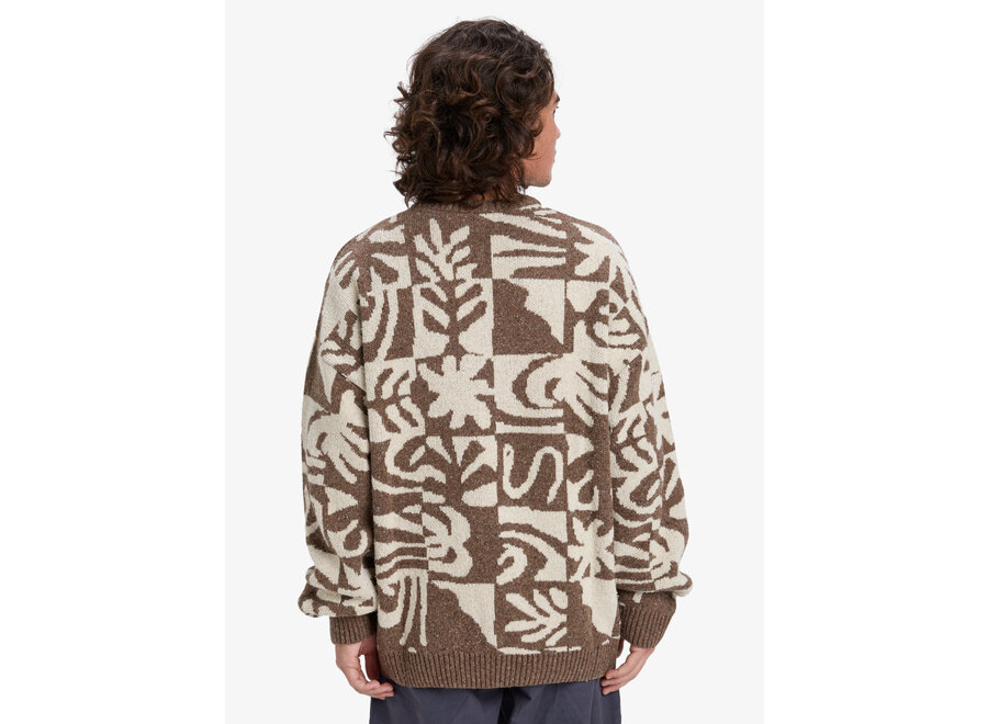 Quiksilver Hall City Jacquard Sweater Chocolate Brown Terracotta