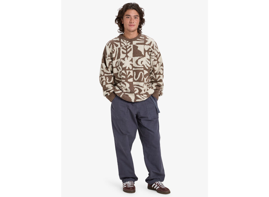 Quiksilver Hall City Jacquard Sweater Chocolate Brown Terracotta