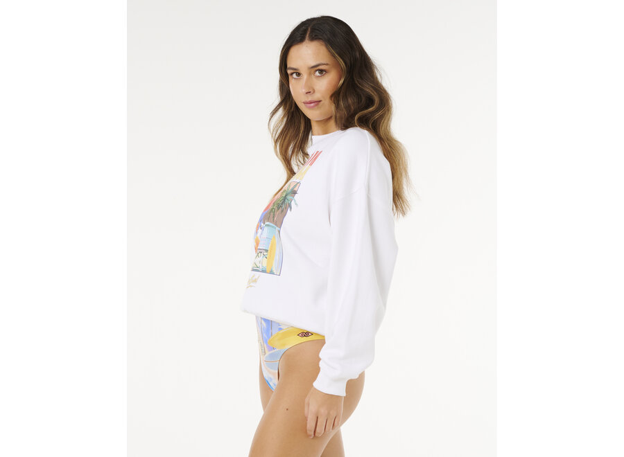 Rip Curl Hayley O O/S Drop Shoulder Crew Optical White