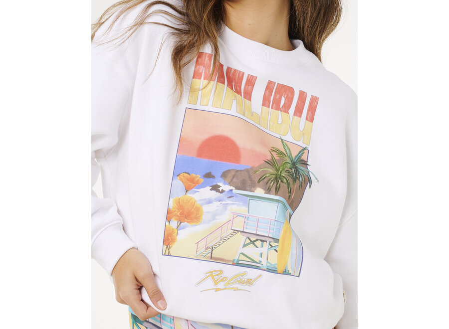 Rip Curl Hayley O O/S Drop Shoulder Crew Optical White